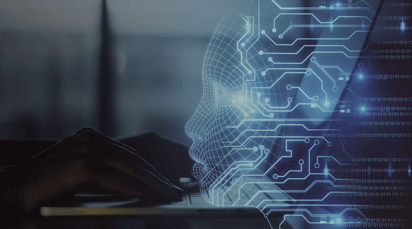 Abstract blue AI circuit background
