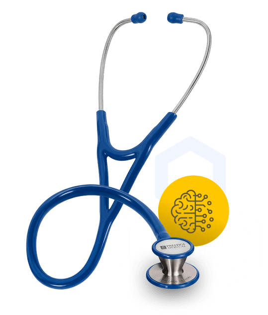 Health Tech stethoscope and AI illustration